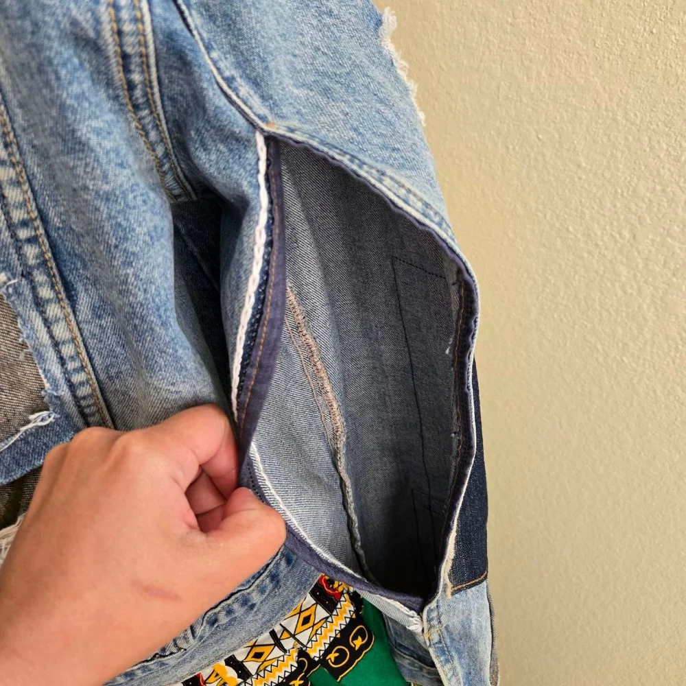 Custom made One Fine Day Boutique Blue Jean Jacket with Green Horse Embroidery S